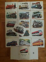 Mozdonyok 1861-1962 képeslap sorozat, postatiszta, képzőművészeti alap  (Akár INGYENES szállítással)