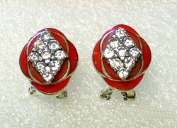 Retro pair of earrings, compartment enameled 925 sterling silver, new never used condition