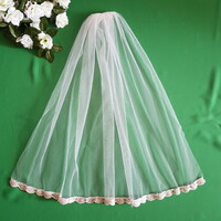New Handmade 1 Layer Ecru Bridal Veil With Lace Edge (62.2)