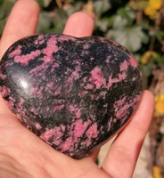 Large rhodonite heart, mineral crystal