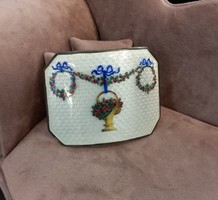 Antique silver belt buckle with fire enamel decoration