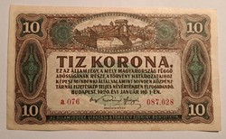 10 korona 1920 2. sorszám között pont.