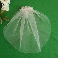 New Handmade 1 Layer Floral Ecru Mini Bridal Veil (41.2)