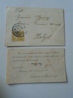 Za482.24 Letter and invitation karcag 1907 György Garzó teacher- Lebovits Mór - bar mitzvah invitation