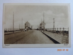 Régi képeslap:  Szeged, hídfő (1927)