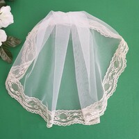 New Handmade 1 Layer Ecru Mini Bridal Veil With Lace Edge (51.2)
