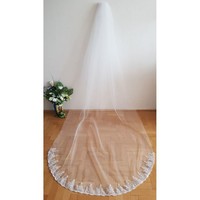 New Handmade 1 Ply Sequin Lace Edge Snow White 3 Meter Bridal Veil