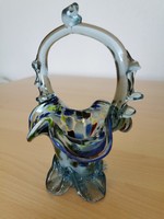 Újt üveg BOHEMIA művészi üveg kosár 19 cm