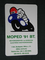 Card calendar, moped 91 bt, motorcycle, bicycle parts store, Budapest, graphic, 1997, (5)