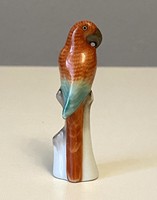 Small parrot Herend marked painted porcelain bird figure sculpture 7 cm