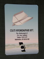 Kártyanaptár, Csuti nyomda Kft., Pécs, grafikai rajzos, papír repülő,  1997,   (5)