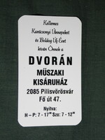 Kártyanaptár, Dvorán műszaki kisáruház, Pilisvörösvár, ünnepi,  1997,   (5)