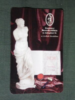 Kártyanaptár, BÁV bizományi áruház, Budapest, márvány szobor, könyv,  1997,   (5)