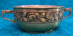 Old silver plated bowl, antique soup cup (m4407)