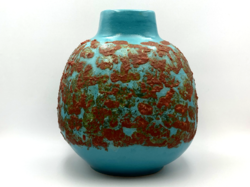 Rare retro ceramic vase with embossed decoration