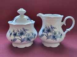 Mitterteich bavaria German porcelain sugar milk cream pouring set with blue flower pattern