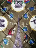 Vintage rayon scarf Paris 80x80 cm