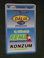 Card calendar, Pécs coop grocery stores, dalia store, fema store, consumer store, , 1997, (5)