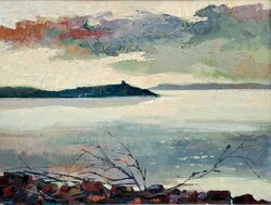 Emil Gádor (1911-1998): rocky shore, tihany, balaton, gallery, 60x80 cm.