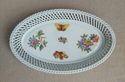 Herend porcelain wicker basket with Victoria pattern in perfect condition