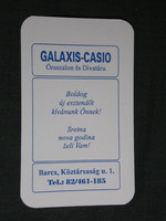 Kártyanaptár, Galaxis Casio óra divatáru üzlet, Barcs,  1997,   (5)