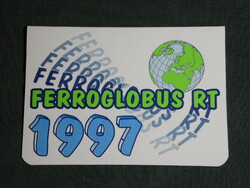 Card calendar, ferroglobus iron and steel company, Budapest, name day, 1997, (5)