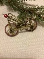Old glass tapestry crashed bicycle bicycle Christmas tree decoration