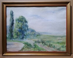 Landscape - signed watercolor, in a frame - mark ... Jenő?