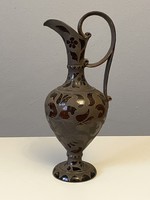 Imre Szabó mezőtúr antique folk brown ceramic jug with handle 38 cm