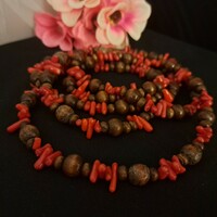 Coral and bamboo necklaces 130 cm