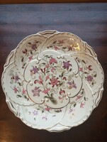 Zsolnay large wall plate centerpiece with flower pattern