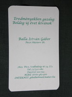 Kártyanaptár,  Balla István Gábor Pécsi házterv Bt., építőipar,  1997,   (5)