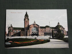 Postcard, postcard, Germany, Wiesbaden, Bahnhof. Railway station