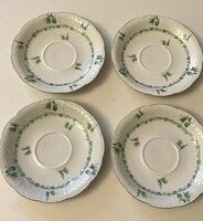 4 Herend porcelain cups and saucers painted with green flowers 15.5 Cm