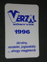 Kártyanaptár, Verzál könyvek, törvény, jogszabályok, Budapest,  1996,   (5)