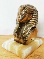 Pharaoh, bronze sculpture, on a yellowish onyx pedestal