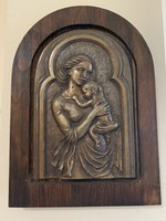 Cyránski Mária Madonna a gyermekkel bronzkép