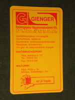 Card calendar, gienger building machinery stores, Pécs, 1996, (5)