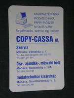 Kártyanaptár, Copy-Cassa számítástechnikai szerviz, óra ajándék műszaki üzlet, Mohács,, 1996,   (5)