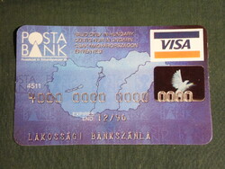 Kártyanaptár, Posta Bank, VISA kártya, grafikai ,Ország térképes, 1996,   (5)
