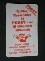 Kártyanaptár, Porst Franci fotó videó üzlet, Bonyhád, grafikai rajzos, 1996,   (5)