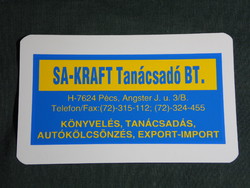 Card calendar, sa-kraft consulting accountant, car rental company, Pécs, 1996, (5)