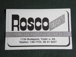 Kártyanaptár, Rosco sport , sportszer nagykereskedés, Budapest, 1996,   (5)