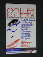 Kártyanaptár, Poller optika szemüveg üzlet, Bonyhád, grafikai rajzos 1996,   (5)