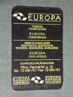 Card calendar, Europe translator, interpreter, advertising office, Pécs 1996, (5)