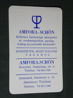 Kártyanaptár, Amfora Schön, üveg porcelán üzletek, Bonyhád, Szekszárd 1996,   (5)