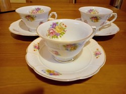 Antique rosenthal mocha set of 3, cup and small plate, pink