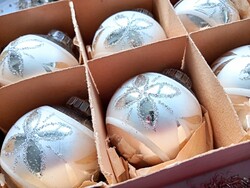 Old west German glass painted sphere Christmas tree decorations 6 pcs 6 cm