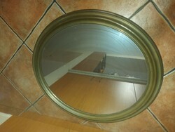 Art-deco tükör, patinás, lépcsőzetes, ovális réz kerettel, 72x64/59×51 cm, akasztóval