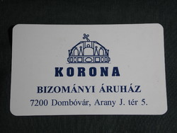 Kártyanaptár, Korona bizományi áruház, Dombóvár, 1996,   (5)